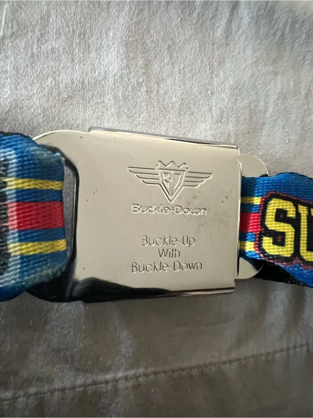 Buckle-Down Superman Logo Belt in Blue, Red & Yellow